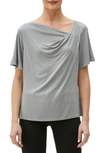 Michael Stars Estelle Asymmetric Drape Neck T-shirt In Sterling