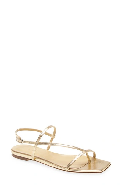 Aeyde Ella Metallic Leather Slingback Sandals In Gold