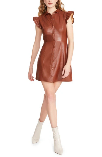 Bb Dakota By Steve Madden Bb Dakota X Steve Madden Lima Faux Leather Mini  Shirtdress In Cognac | ModeSens