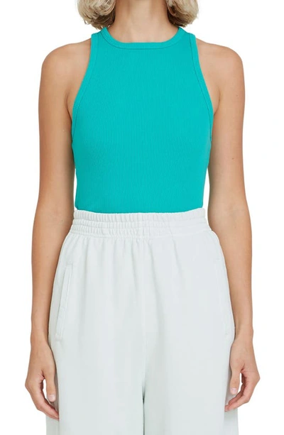 Agolde Rib Tank In Mantis Bright Teal