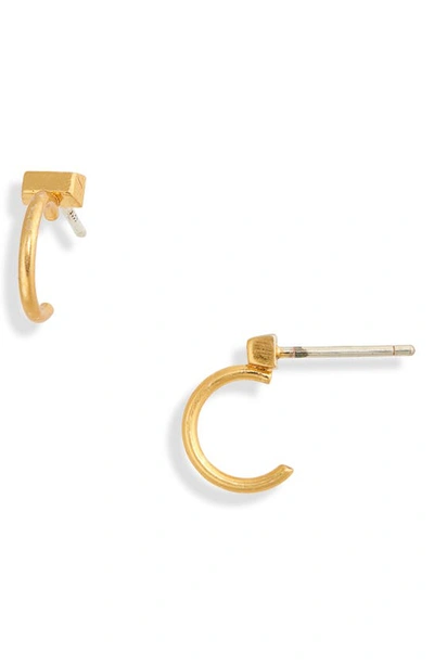 Madewell Bar Huggie Stud Earrings In Vintage Gold