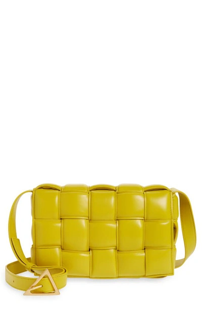 Bottega Veneta Padded Cassette Intrecciato Leather Cross-body Bag In Yellow