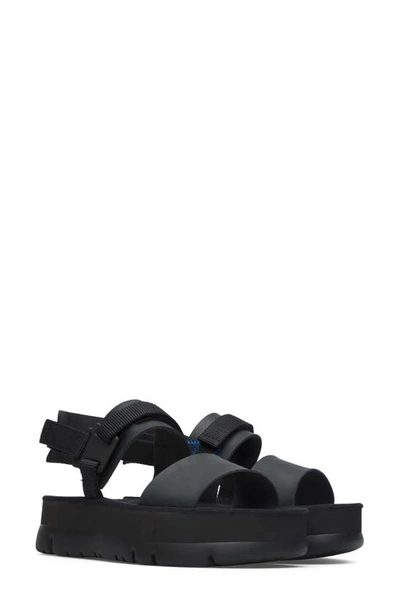 Camper Oruga Up Platform Sandal In Black