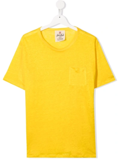 Mc2 Saint Barth Teen Short-sleeved Linen T-shirt In Yellow
