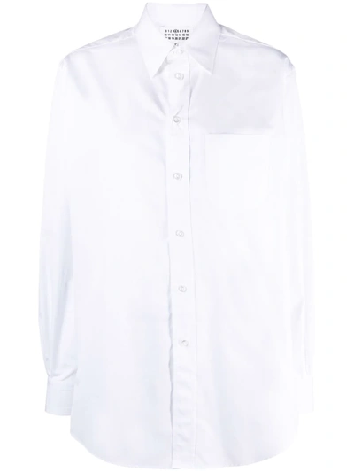 Maison Margiela Long-sleeve Plain Organic Cotton Shirt In White