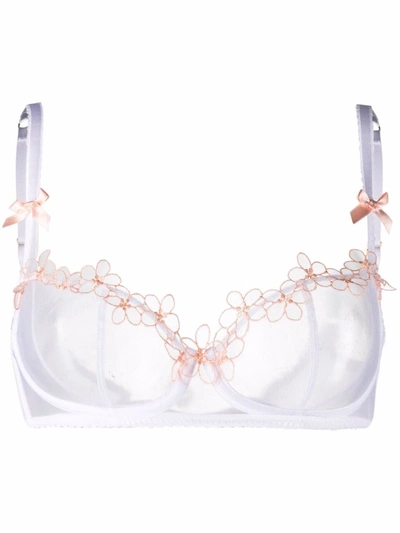Agent Provocateur Floral-embroidered Sheer Bra In 白色