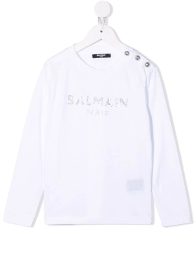 Balmain Logo-embellished Sweatshirt In 白色