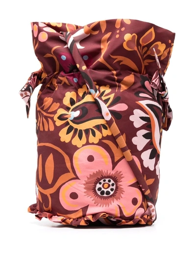 La Doublej Floral-print Bucket Bag In 橘色
