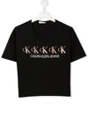 Calvin Klein Logo-print Cotton T-shirt In 黑色
