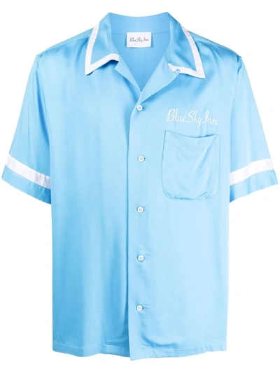 Blue Sky Inn Contrast-trim Embroidered Logo Shirt In Blue