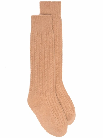 Eleventy Cable-knit Mid-calf Socks In 中性色