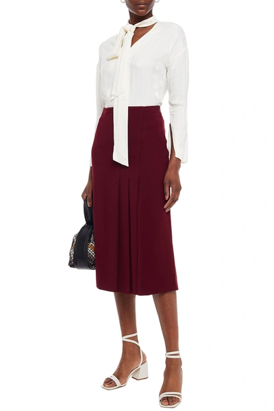 Charli Jacey Pussy-bow Satin-jacquard Blouse In Ivory