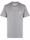 Golden Goose Melange Gray Star Collection T-shirt With Gold Star On The Front In Grau