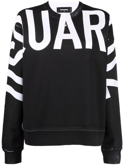 Dsquared2 “d2 Bold”logo棉质平纹针织卫衣 In Black,white