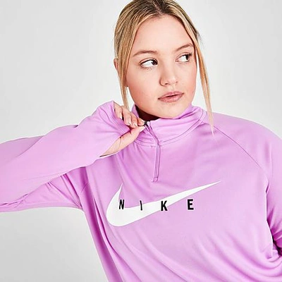 Nike Women's Swoosh Run Half-zip Running Top (plus Size) In Fuchsia Glow