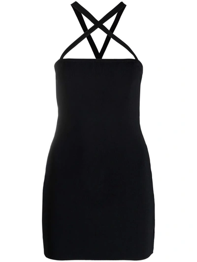 Pre-owned Dolce & Gabbana 1990s Crossover Straps Mini Dress In Black