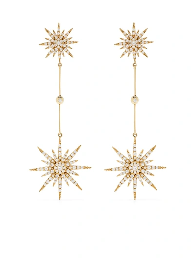 Djula 18kt Yellow Gold Diamond Sun 2 Drop Earrings