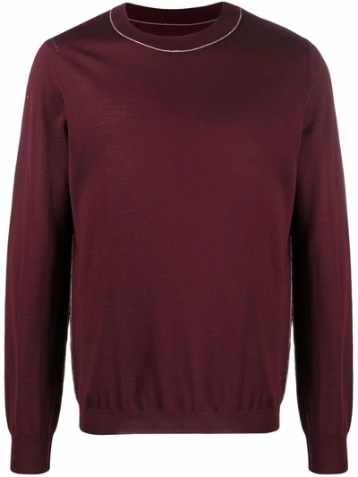 Maison Margiela Exposed-stitching Jumper In Red
