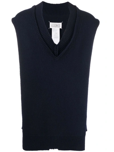 Maison Margiela Exposed-seam Pullover In Blue