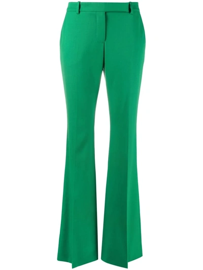 Alexander Mcqueen Womens Chrome Green Tailored Bootleg Mid-rise Wool Trousers 10