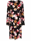 Marni Abstract-print Long-sleeve Dress In Schwarz