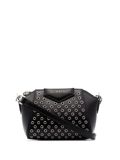 Givenchy Nano Antigona Eyelet-embellished Bag In Schwarz