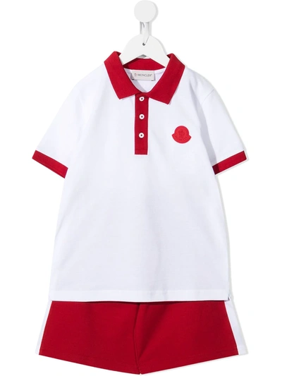 Moncler Kids' Logo Polo Shorts Set In White