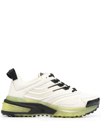 Givenchy Giv 1 Mixed Leather Transparent-sole Runner Sneakers In White
