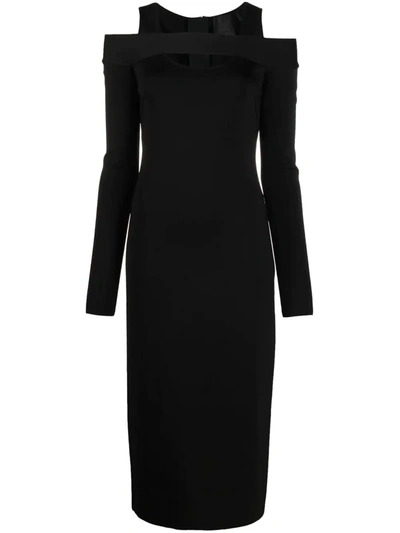 Givenchy 18gg Knit Square-shoulder Midi Dress In Black