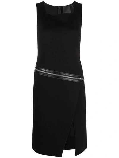 Givenchy Square Neck Asymmetrical Zip Sheath Dress In Black