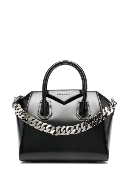 Givenchy Antigona Mini Handbag In Leather Box With Chain In Black