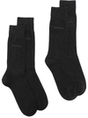 Hugo Boss Logo-print Socks In Grey