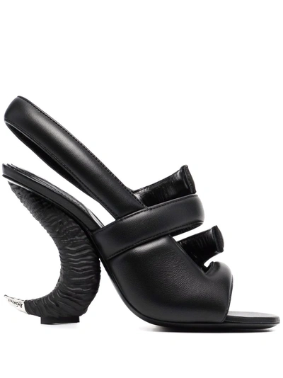 Givenchy Show Horn 4g Leather Slingback High-heel Sandals In Black