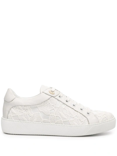 Moncler Lace-embellished Low-top Sneakers In White
