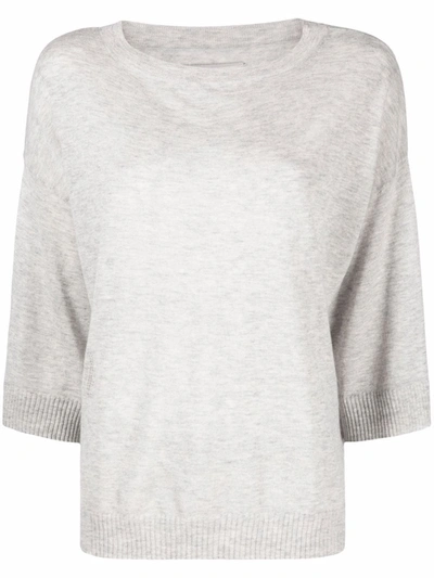 Zadig & Voltaire Perforated-logo Cashmere-knit Top In Gris Chine