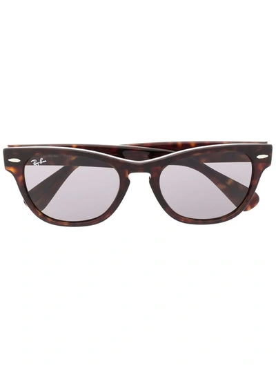 Ray Ban Tortoiseshell Square-frame Glasses In Braun
