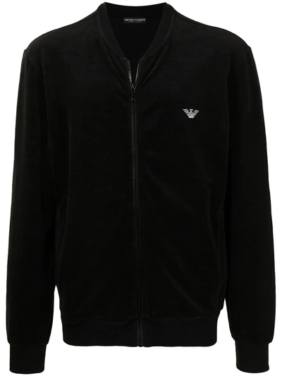 Emporio Armani Embroidered-logo Lounge Tracksuit In Black