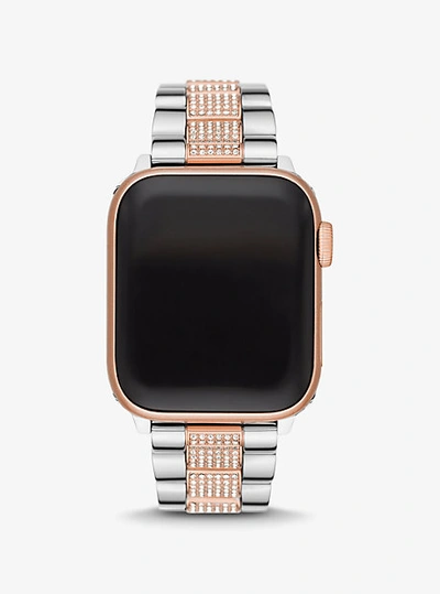 Michael Kors Pavé Two-tone Strap For Apple Watch® In Silver