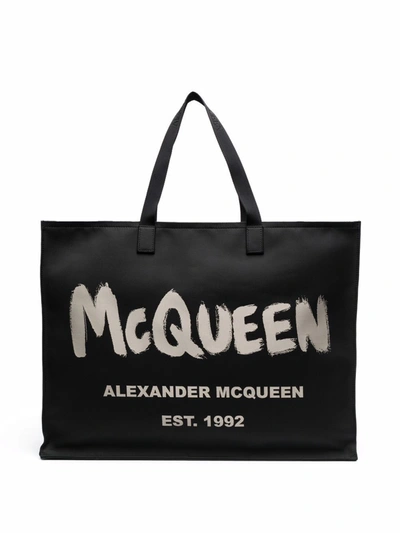 Alexander Mcqueen Black Logo-printed Tote Bag