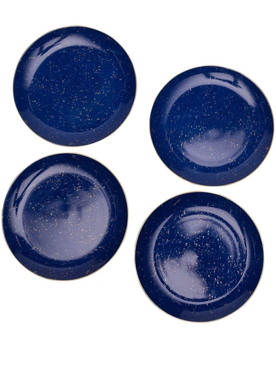 L'objet Blue Lapis Canape Plate Set In Blue, Gold