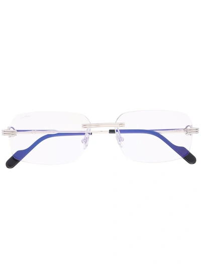 Cartier Narrow Square-frame Glasses In 银色