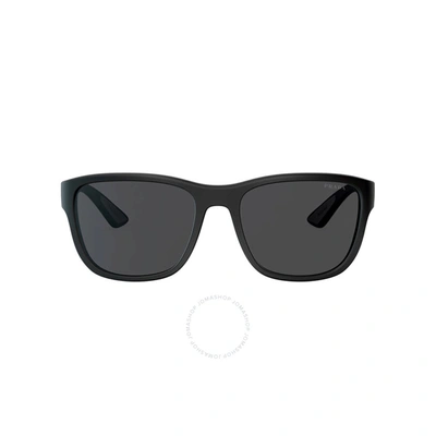 Prada Grey Rectangular Sunglasses Pr Ps01us Dg05s0 59 In Black,grey