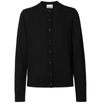 Burberry Logo Cashmere Knitted Cardigan In Black,mother Of Pearl