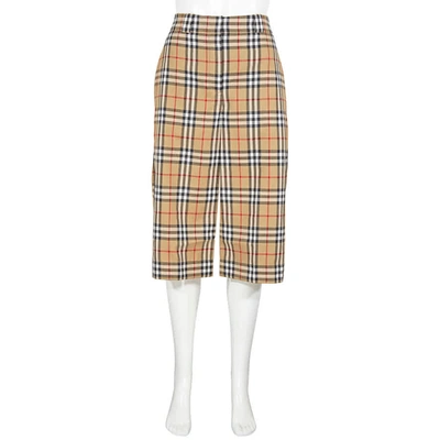 Burberry Ladies Vintage Check Wool Tailored Culottes In Yellow