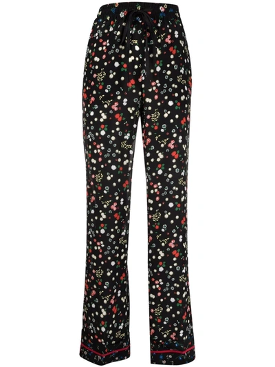 Red Valentino Floral-print Elasticated-waist Trousers In Schwarz