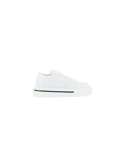 Prada Techno-fabric And Leather Trainers In White
