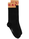 Marni Logo-intarsia Cotton Socks In Black