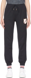 Thom Browne Navy Loopback Crest Embroidery Lounge Pants In 415 Navy