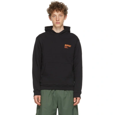 Affix Logo-print Organic Cotton-jersey Hoodie In Black/orange