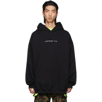 Vetements Logo Tape Cotton Jersey Hoodie In Black